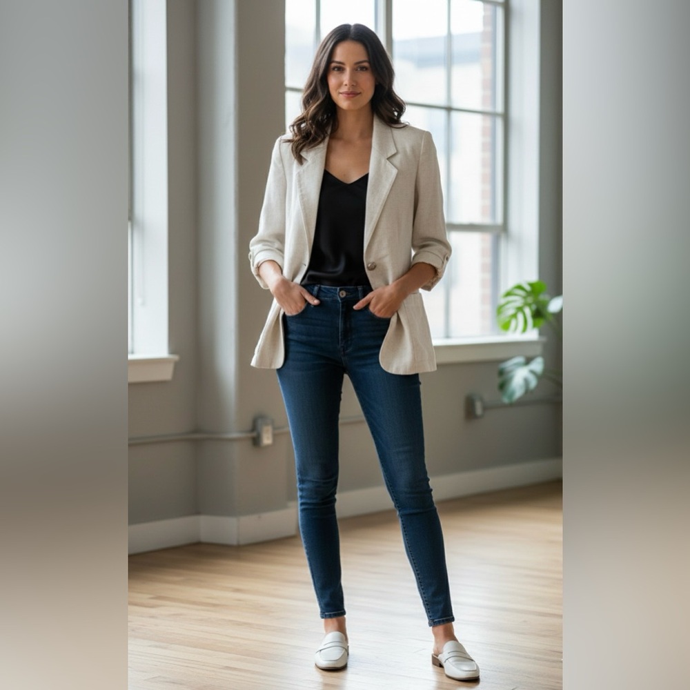Women's Cream Blazer- Vintage size 8 medium